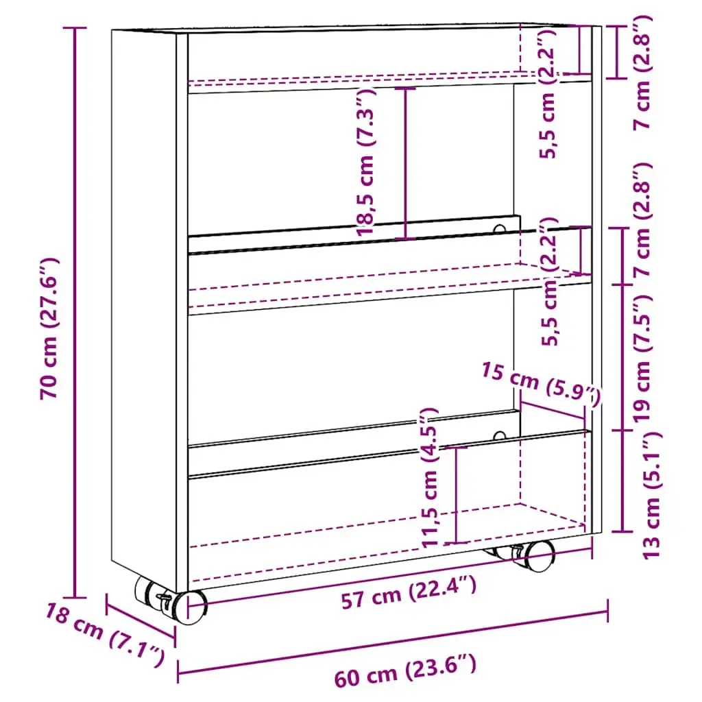 Narrow Trolley for Home Organization