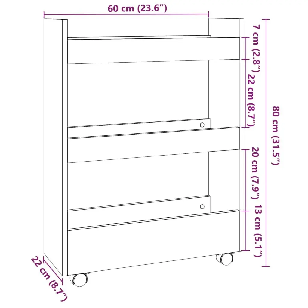 3 Tier Narrow Storage Trolley for Small Spaces