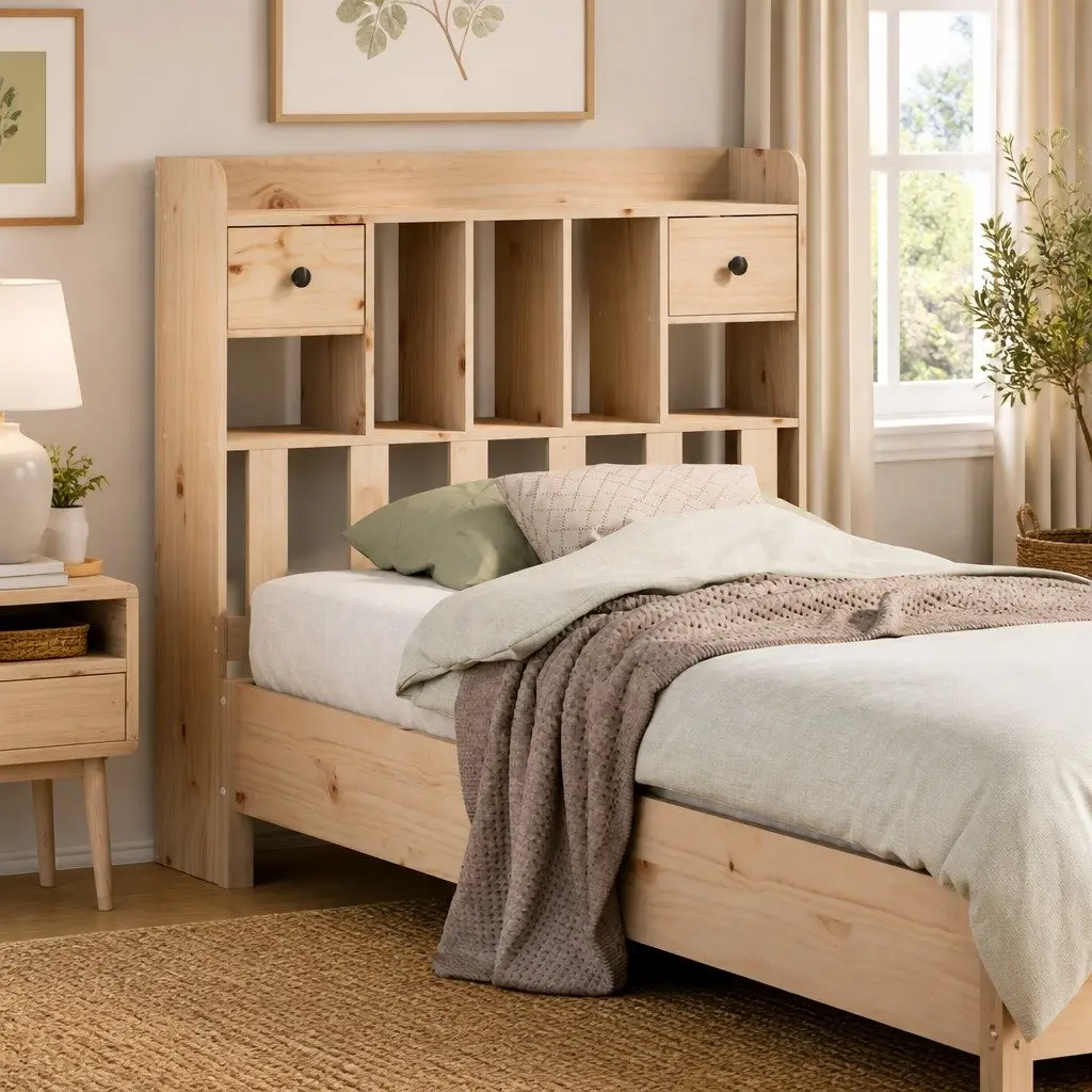 90cm Freestanding Headboard with Ample Storage