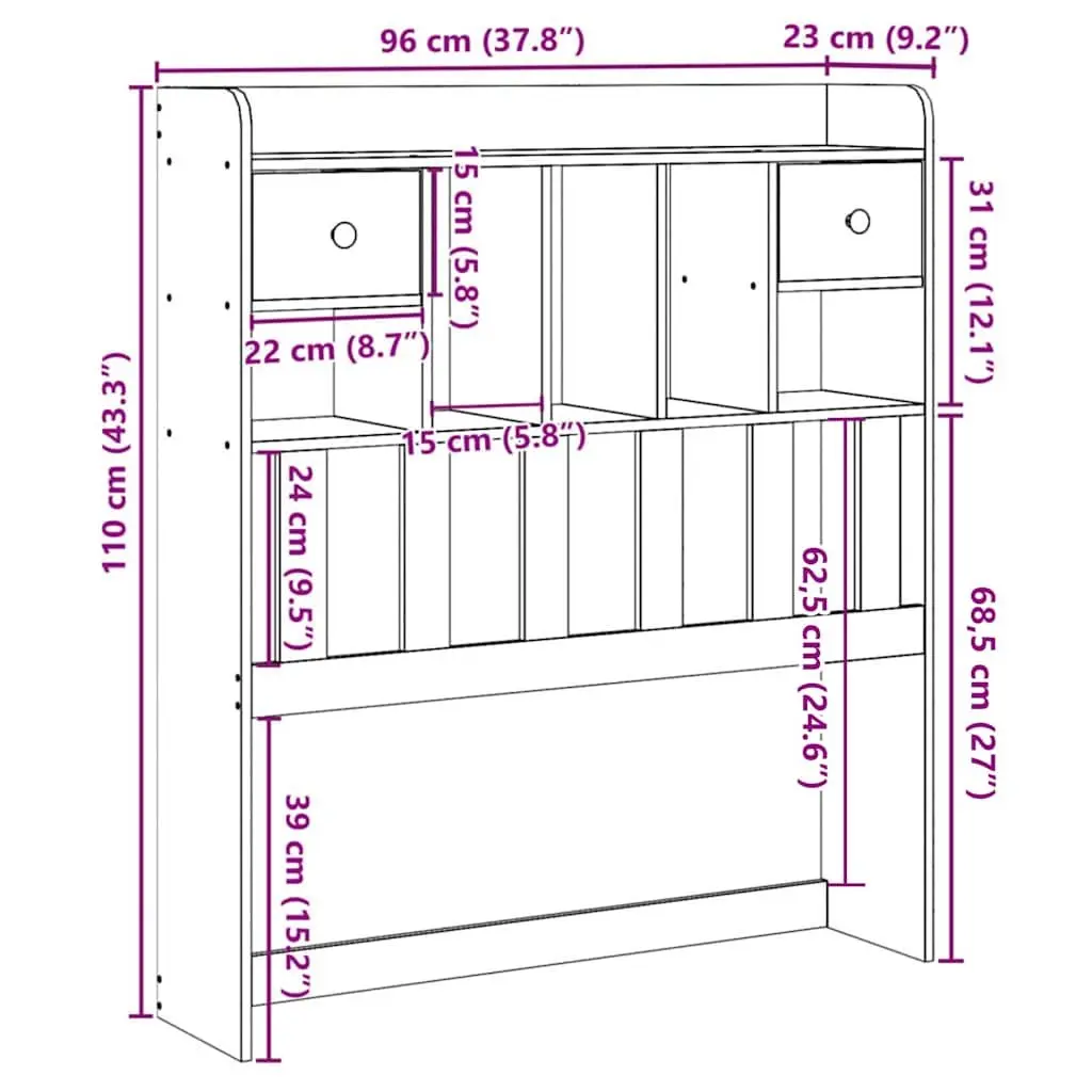 90cm Freestanding Headboard with Ample Storage