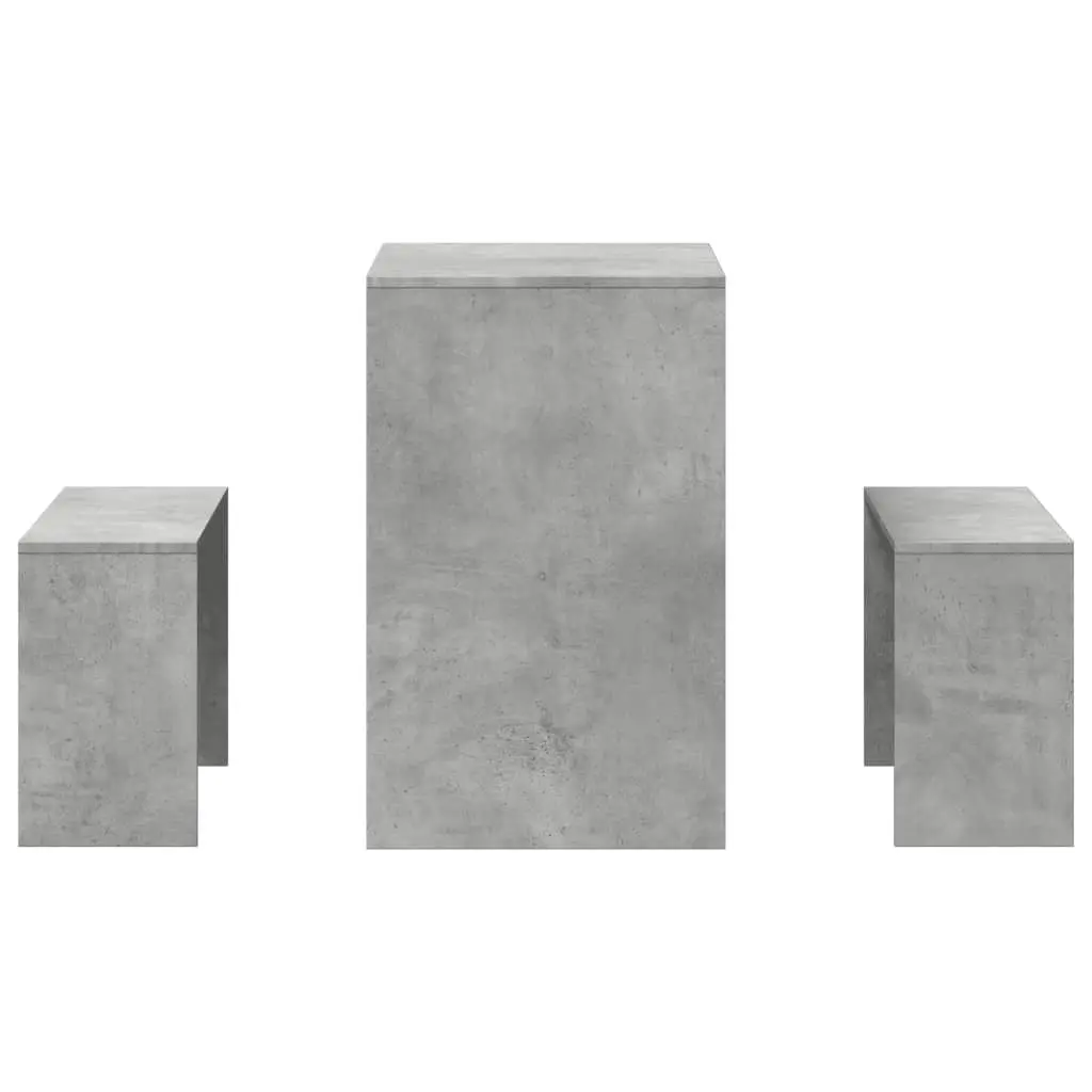 Grey Engineered Wood Dining Bench and Table Set 3 Piece for Kitchen Use
