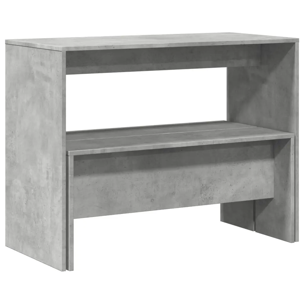 Grey Engineered Wood Dining Bench and Table Set 3 Piece for Kitchen Use