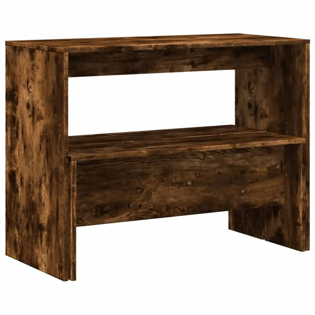 3 Piece Dining Set Engineered Wood Brown Table and Benches for Kitchen