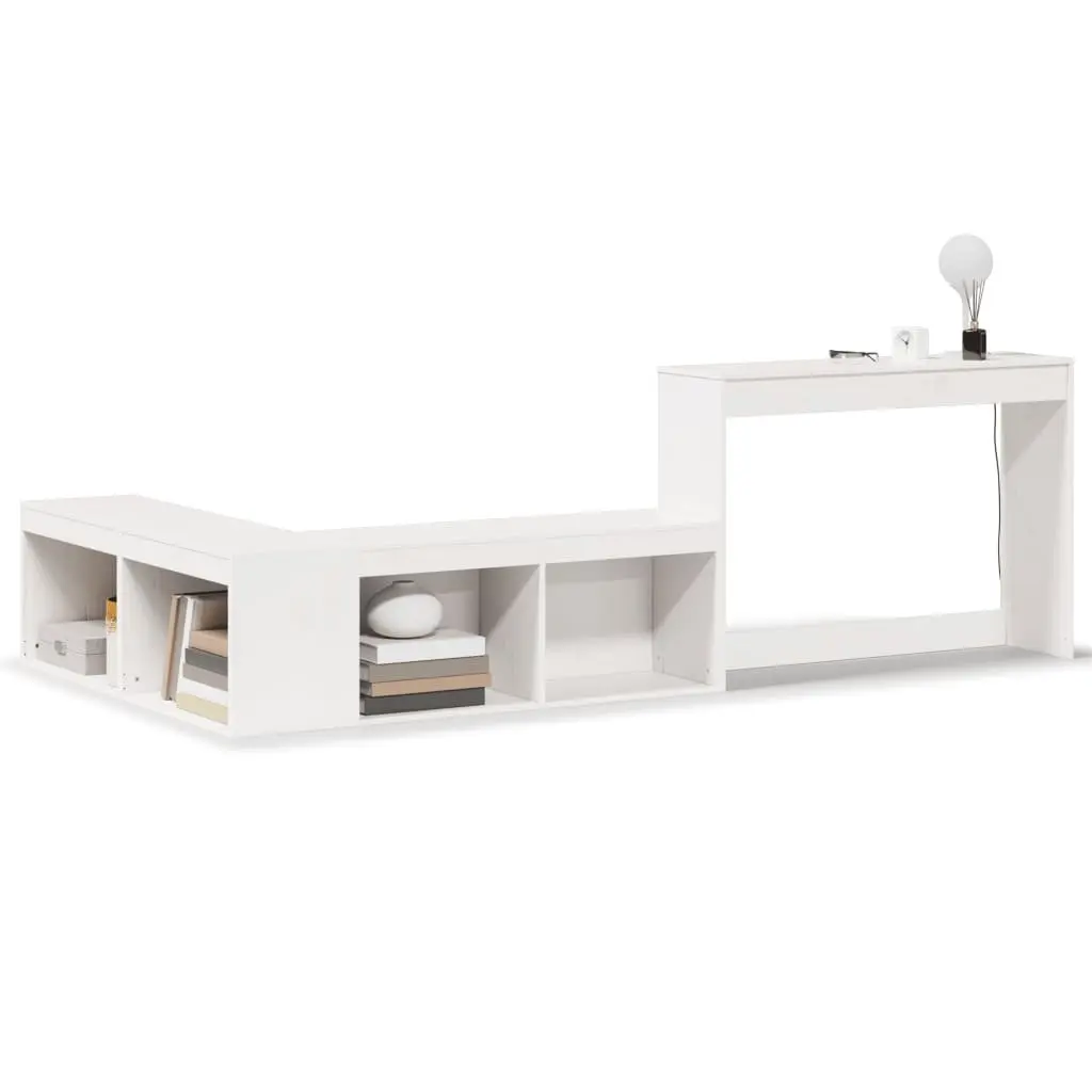 Bedside Cabinet with Desk White L-Shaped Storage Bedroom Furniture Solid