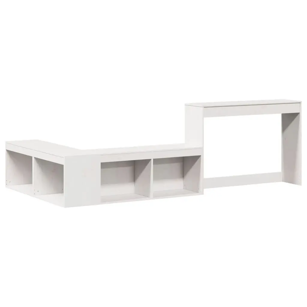 Bedside Cabinet with Desk White L-Shaped Storage Bedroom Furniture Solid