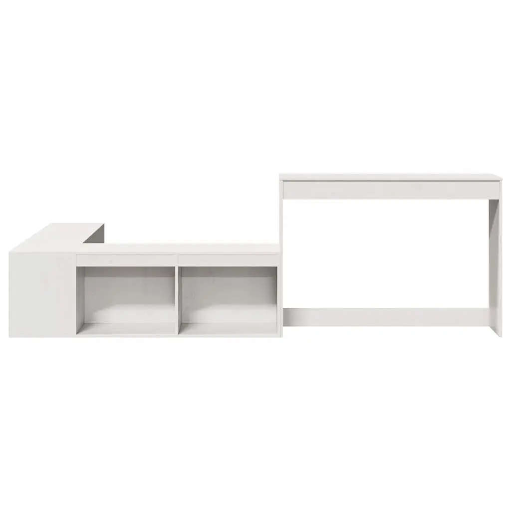 Bedside Cabinet with Desk White L-Shaped Storage Bedroom Furniture Solid
