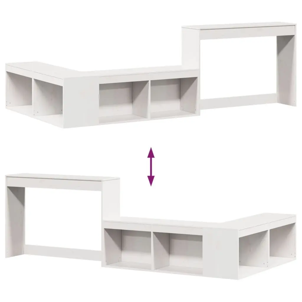Bedside Cabinet with Desk White L-Shaped Storage Bedroom Furniture Solid