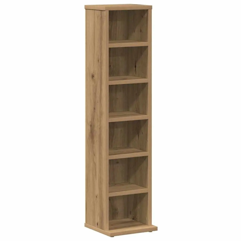 Media Storage Cabinet Engineered Wood Open Compartment 21L x 20W x 88H cm Artisan Oak