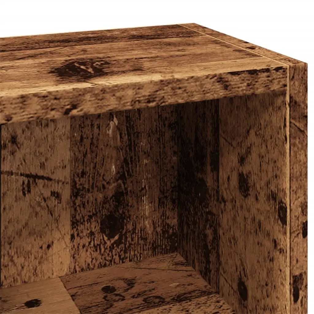 CD Storage Cabinets Set 2 Pieces Brown Engineered Wood Media Rack with Multiple Compartments for Organizing and Displaying Collectibles