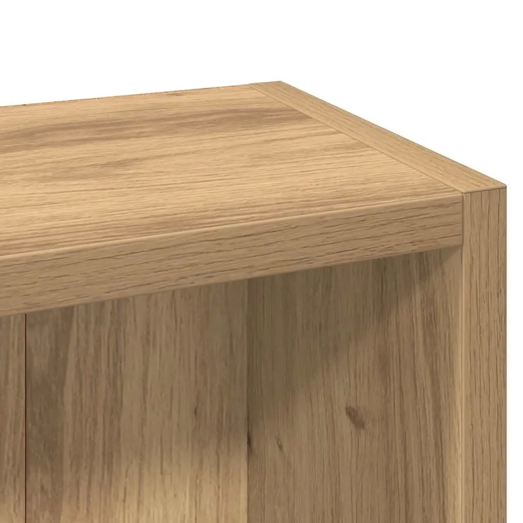 Media Rack Engineered Wood Brown 5 Compartment Storage Cabinet Set of 2