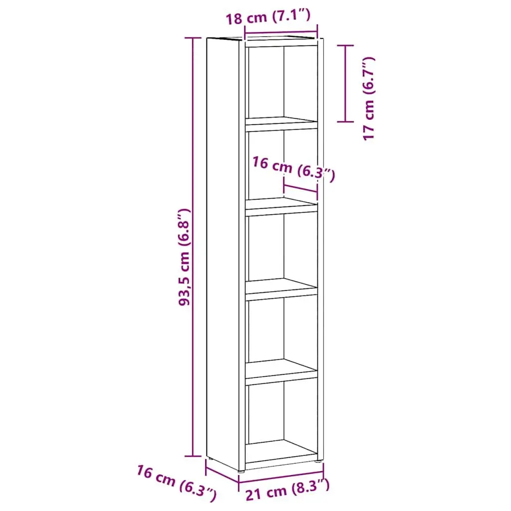 Media Rack Engineered Wood Brown 5 Compartment Storage Cabinet Set of 2