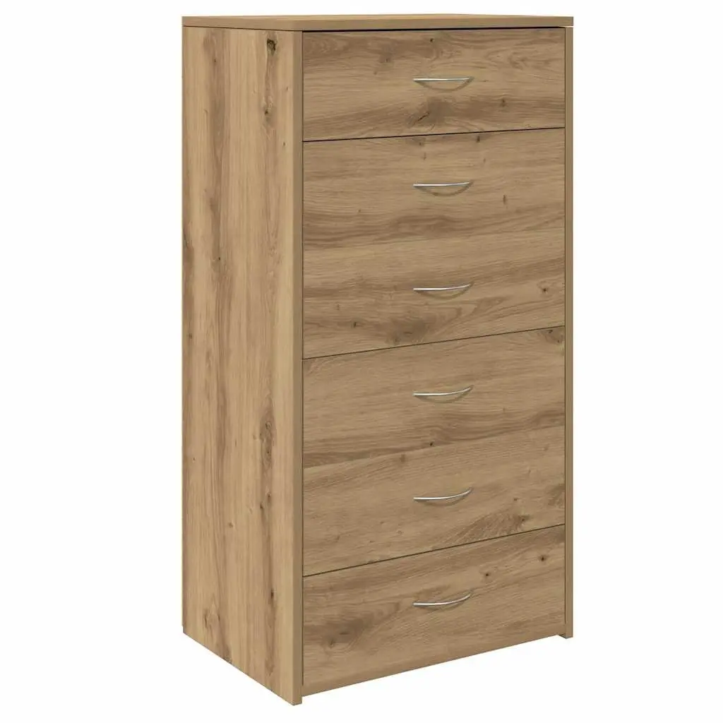 Sideboard with 6 Drawers Brown Engineered Wood Storage Cabinet Buffet Furniture