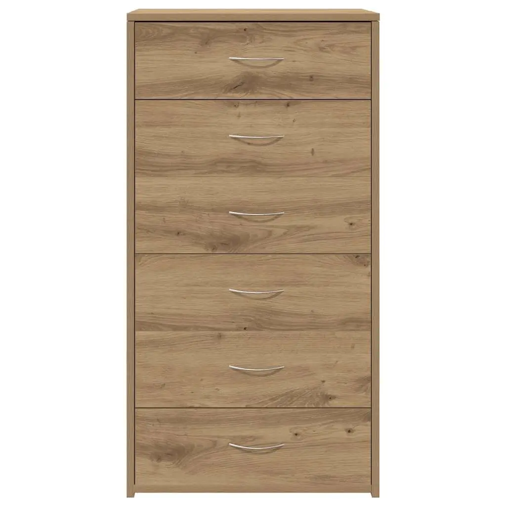Sideboard with 6 Drawers Brown Engineered Wood Storage Cabinet Buffet Furniture