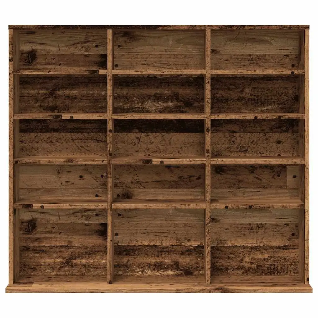 CD Cabinet Old Wood Design Media Storage Rack DVD Shelf Cabinet 100x23x89.5cm