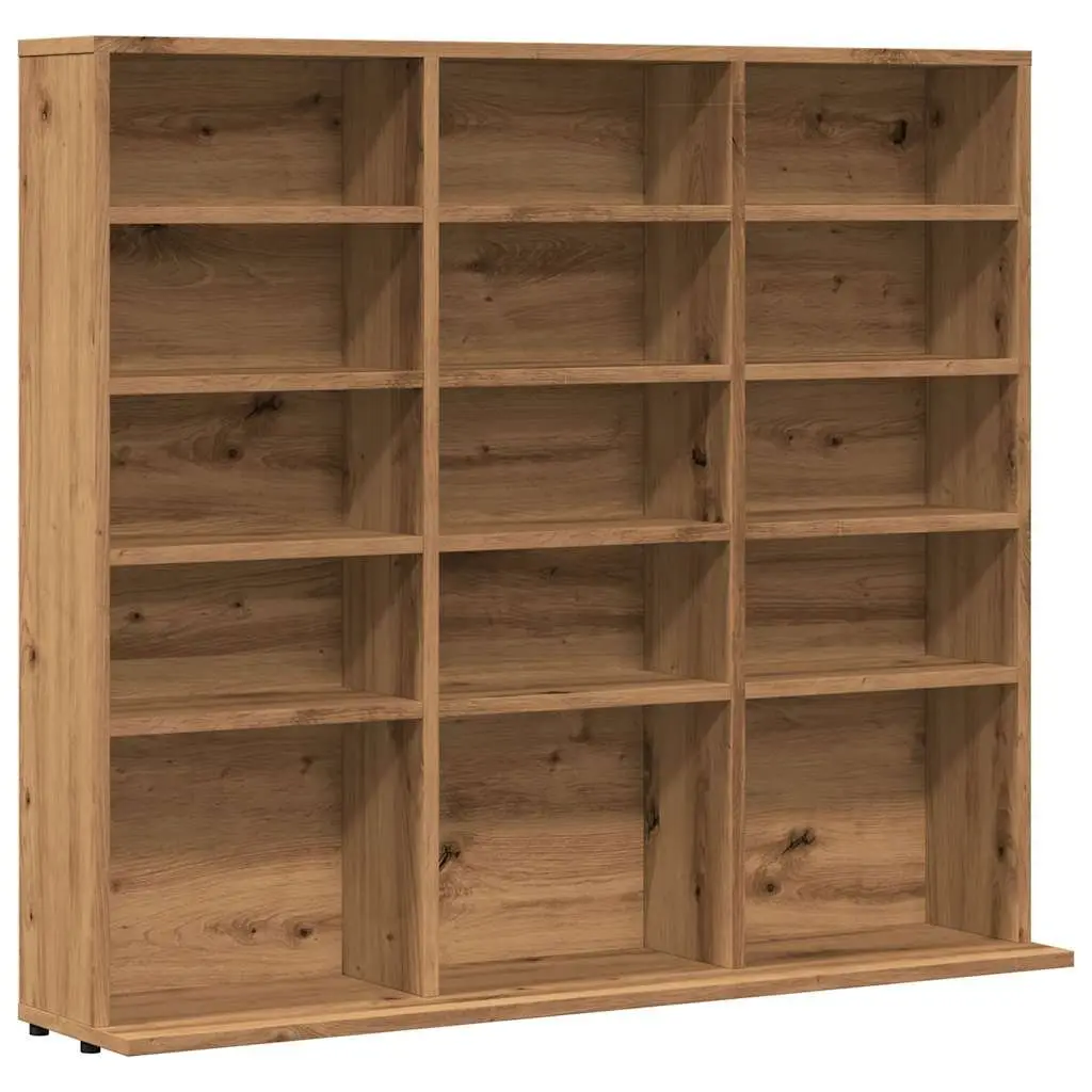 Media Storage Cabinet Engineered Wood Brown Open Compartment Organiser Rack 100x23x89.5cm