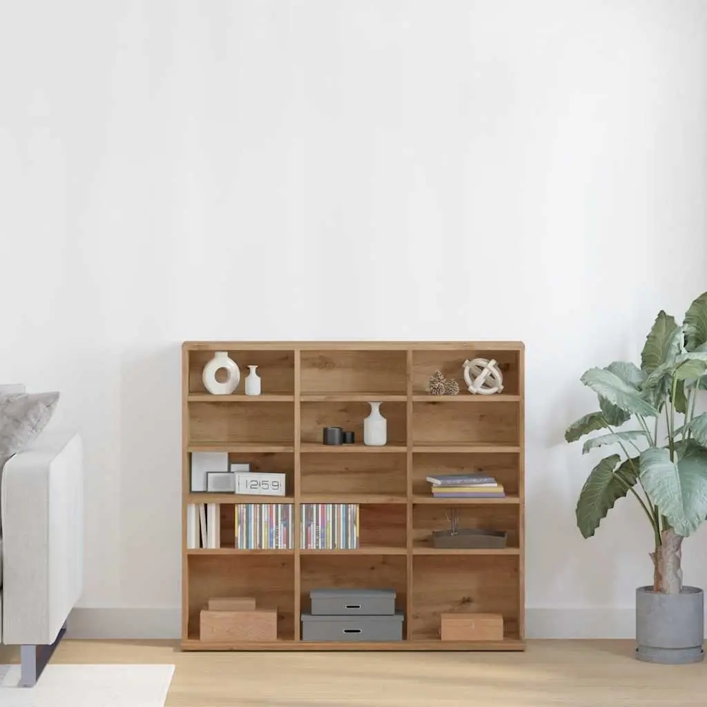 Media Storage Cabinet Engineered Wood Brown Open Compartment Organiser Rack 100x23x89.5cm