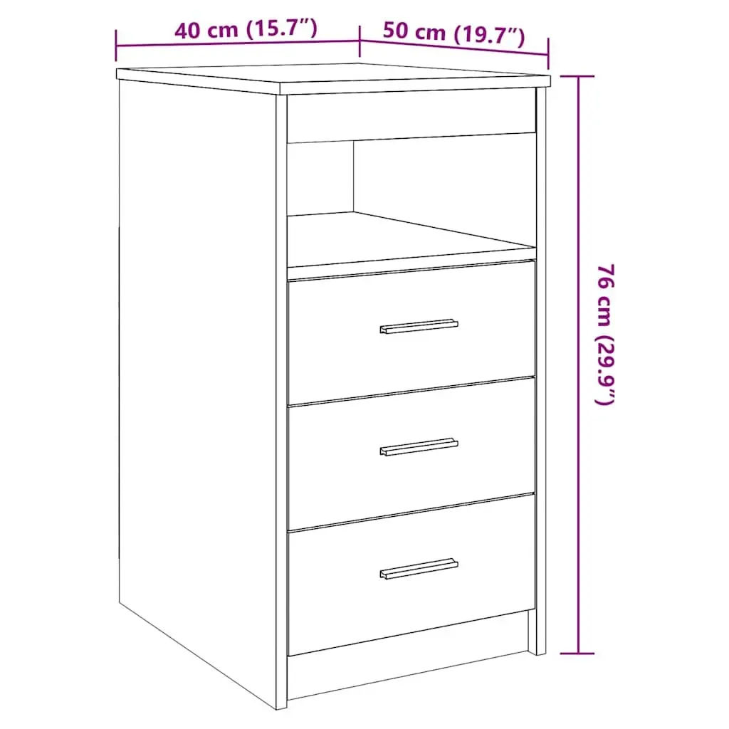 Brown Storage Cabinet Engineered Wood 40cm x 50cm x 76cm Drawer Organiser for Home