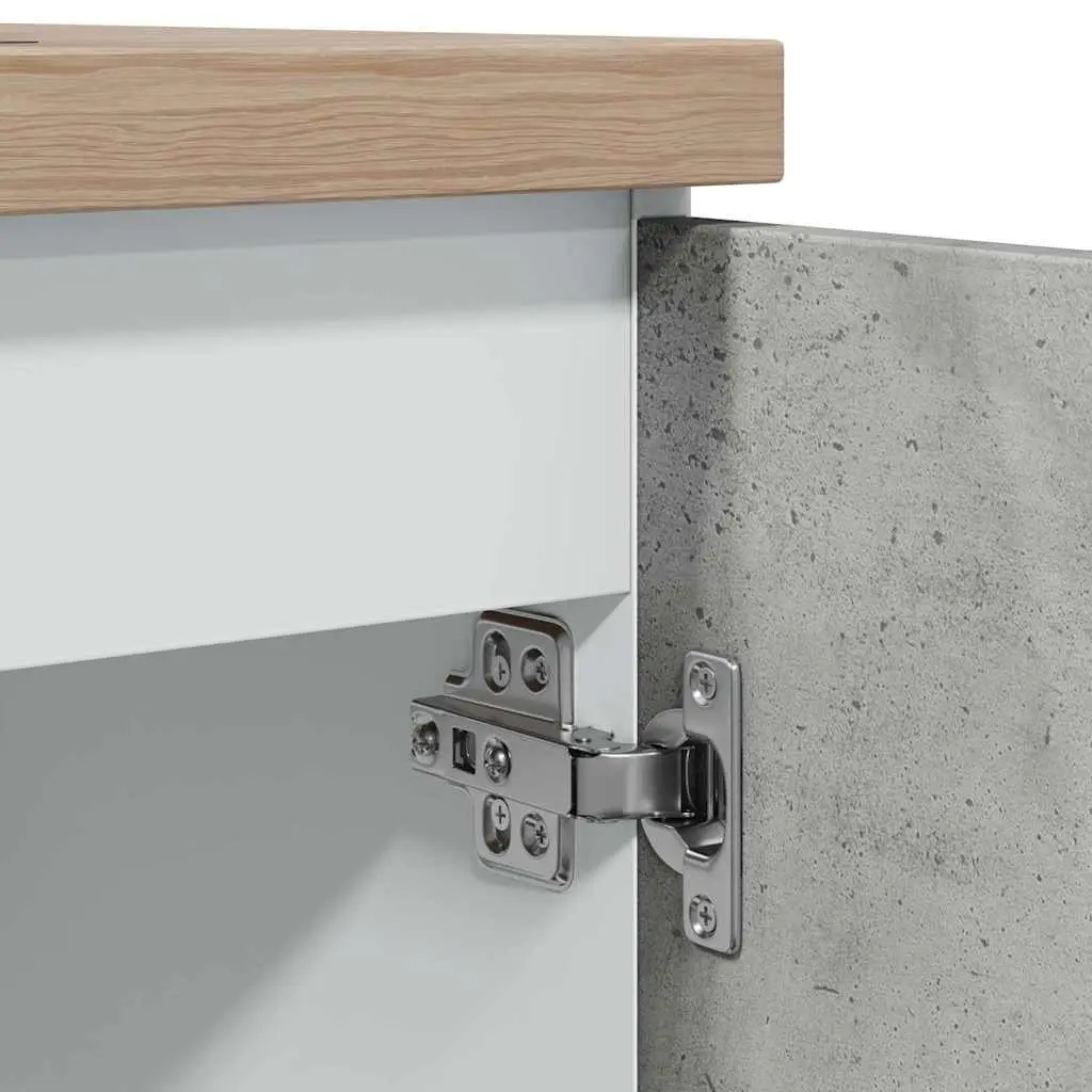 Sink Base Cabinet Kitchen Storage Grey Engineered Wood Two Door 80x46x81.5cm