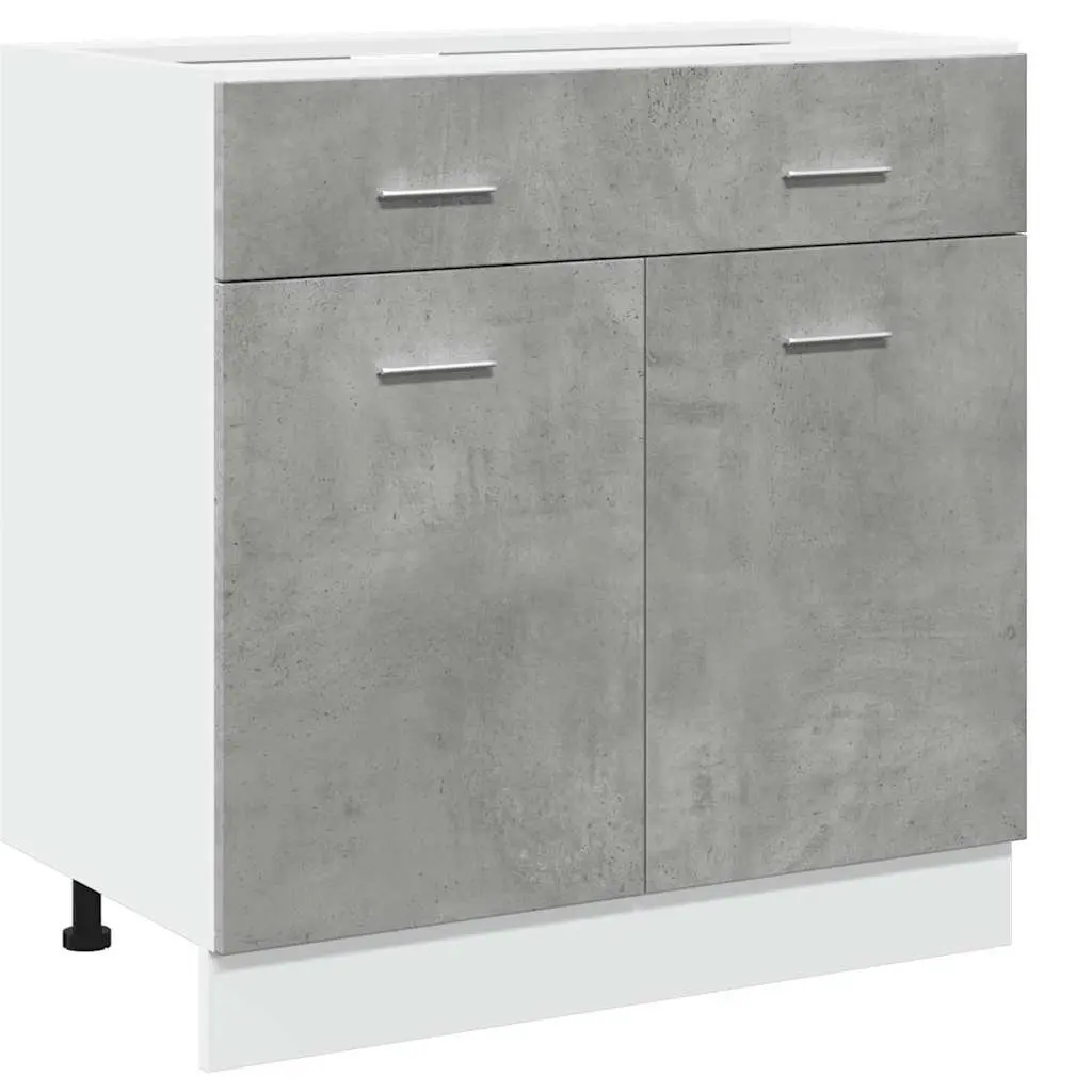 Kitchen Cabinet Grey Engineered Wood 80W x 46D x 81.5H cm 1 Drawer 2 Compartments Storage Unit