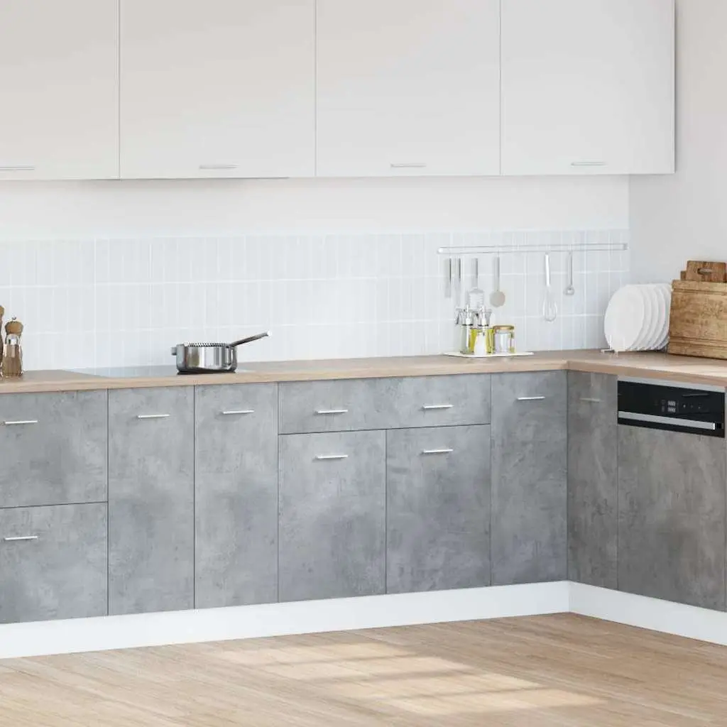 Kitchen Cabinet Grey Engineered Wood 80W x 46D x 81.5H cm 1 Drawer 2 Compartments Storage Unit