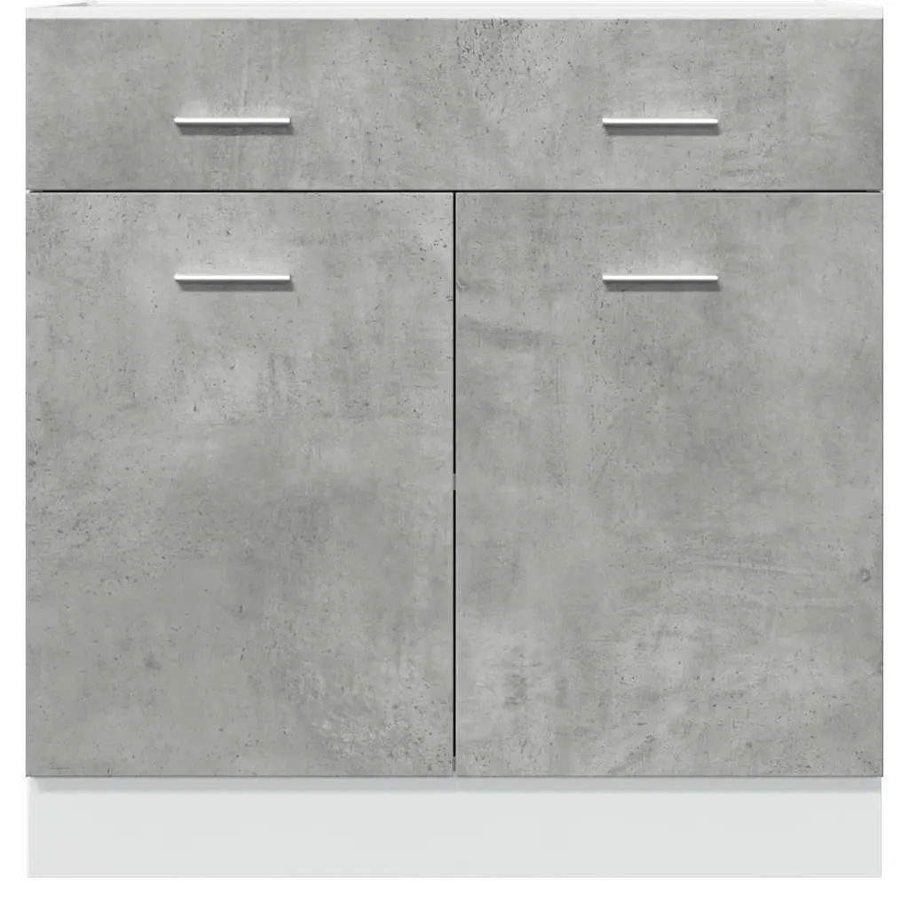 Kitchen Cabinet Grey Engineered Wood 80W x 46D x 81.5H cm 1 Drawer 2 Compartments Storage Unit