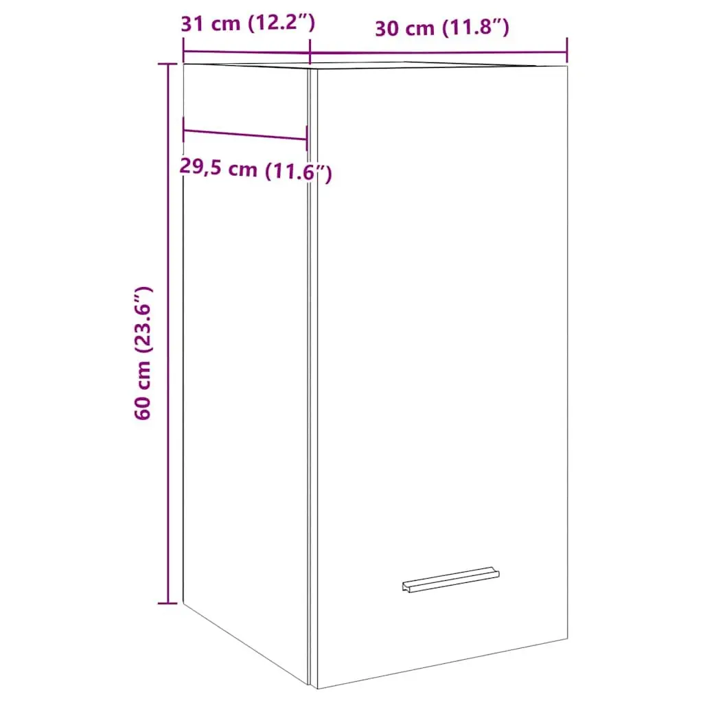 Wall-Mounted Cabinet Grey Engineered Wood 30x31x60cm Kitchen Storage
