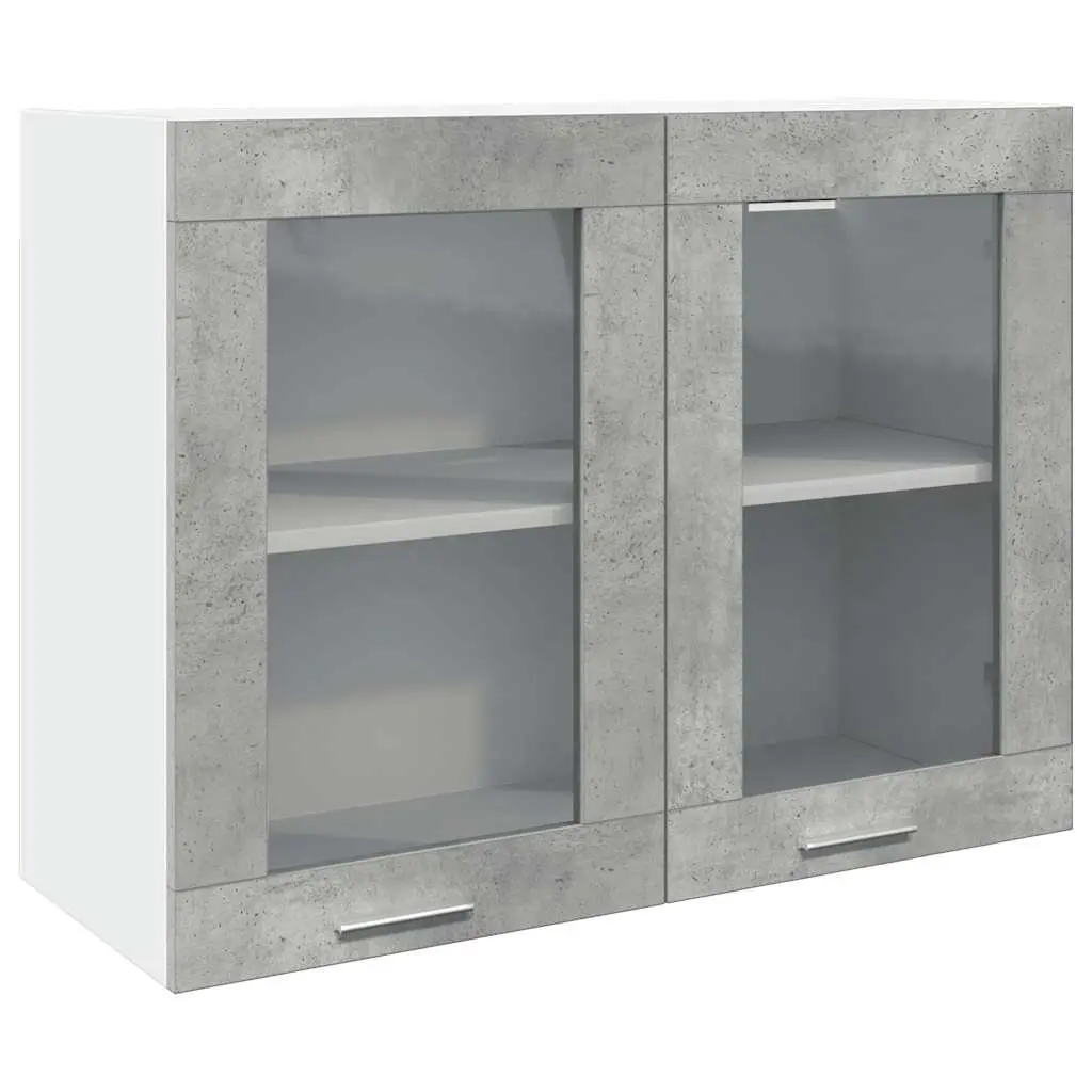 Hanging Glass Cabinet Wall-Mounted Engineered Wood 80 x 31 x 60 cm Grey