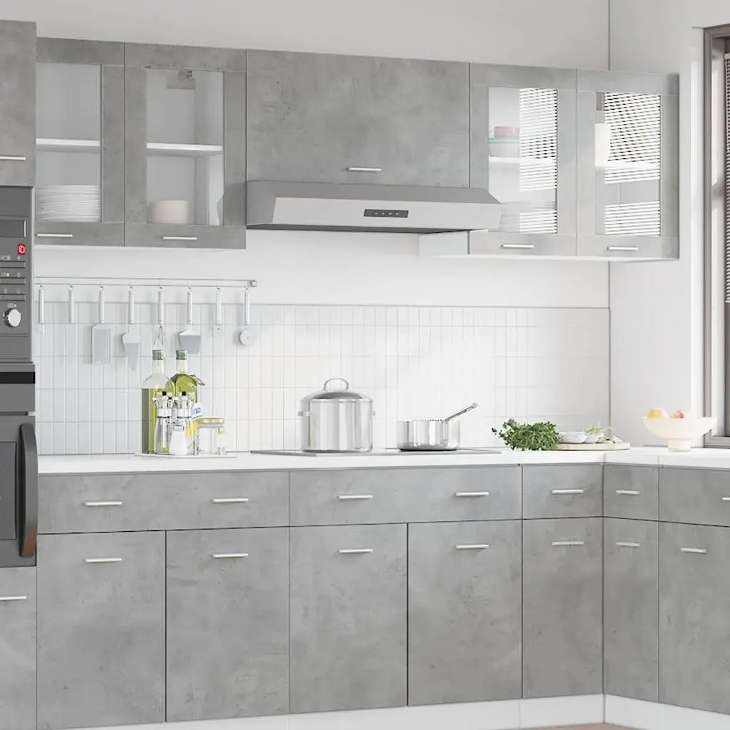 Hanging Glass Cabinet Wall-Mounted Engineered Wood 80 x 31 x 60 cm Grey