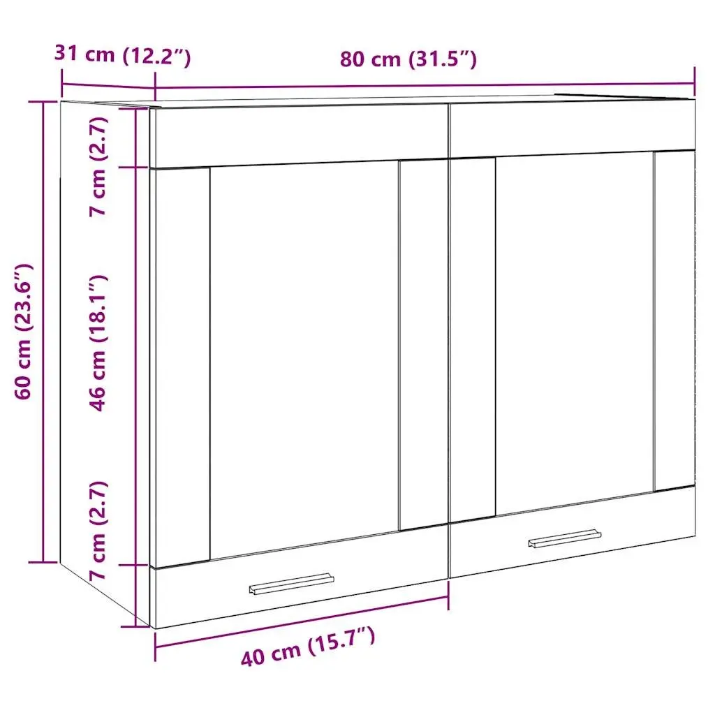 Hanging Glass Cabinet Wall-Mounted Engineered Wood 80 x 31 x 60 cm Grey