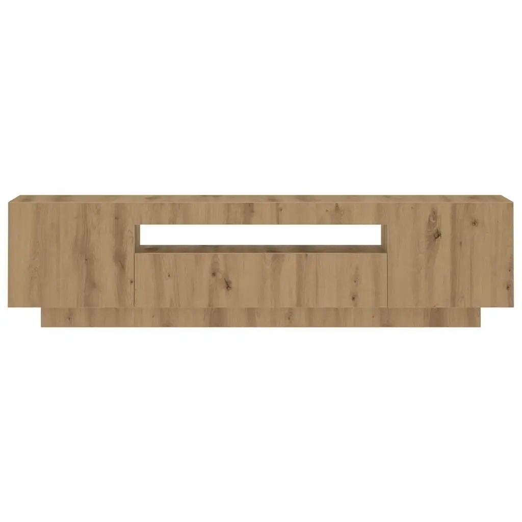 TV Cabinet with RGB LED Lights Brown Engineered Wood Floating Stand Storage Unit
