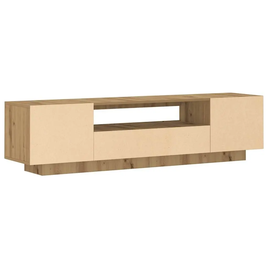 TV Cabinet with RGB LED Lights Brown Engineered Wood Floating Stand Storage Unit
