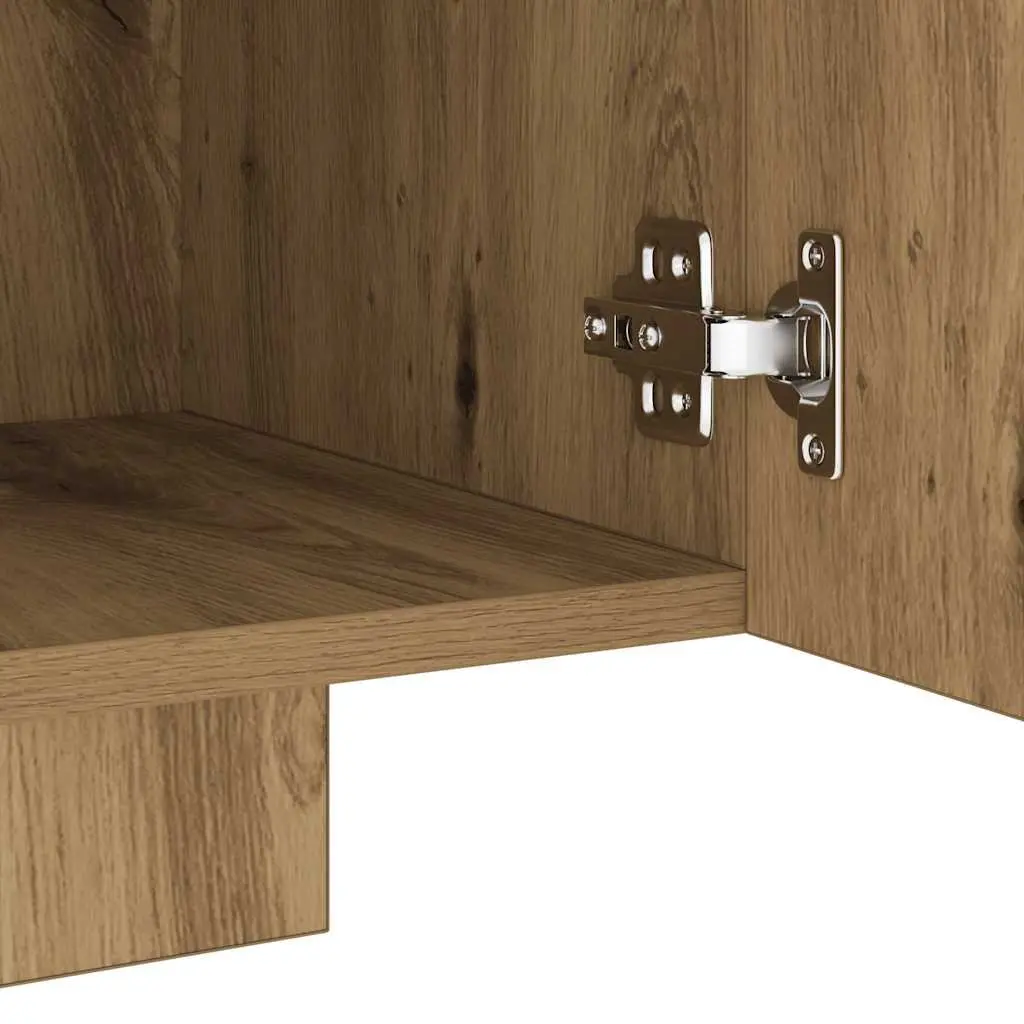 TV Cabinet with RGB LED Lights Brown Engineered Wood Floating Stand Storage Unit