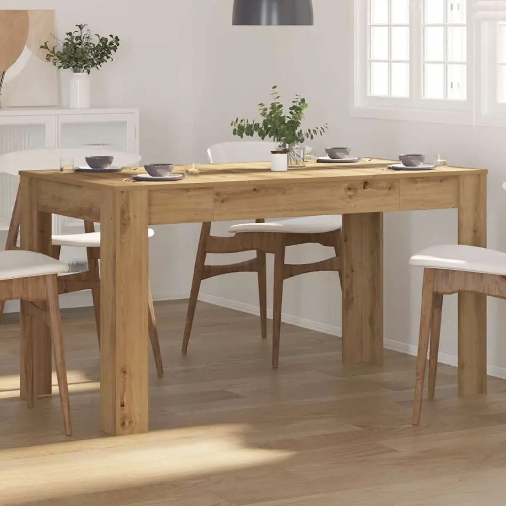 Dining Table Engineered Wood 140 x 74.5 x 76 cm Brown Sturdy Tabletop Easy Clean