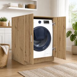 Artisan Oak Washing Machine Storage for Home Use