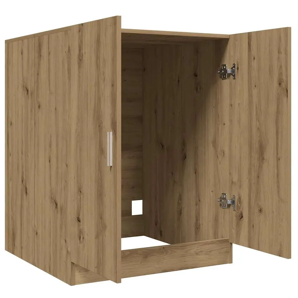 Washing Machine Cabinet Engineered Wood 70.5 x 71.5 x 91.5 cm Artisan Oak 2 Door Bathroom Storage Cupboard