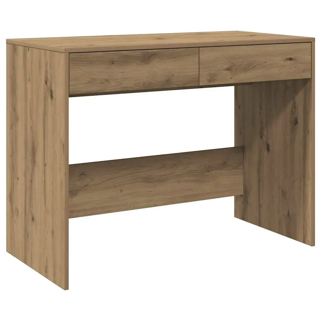 Engineered Wood Office Desk with 2 Drawers Brown Artisan Oak 101x50x76.5cm