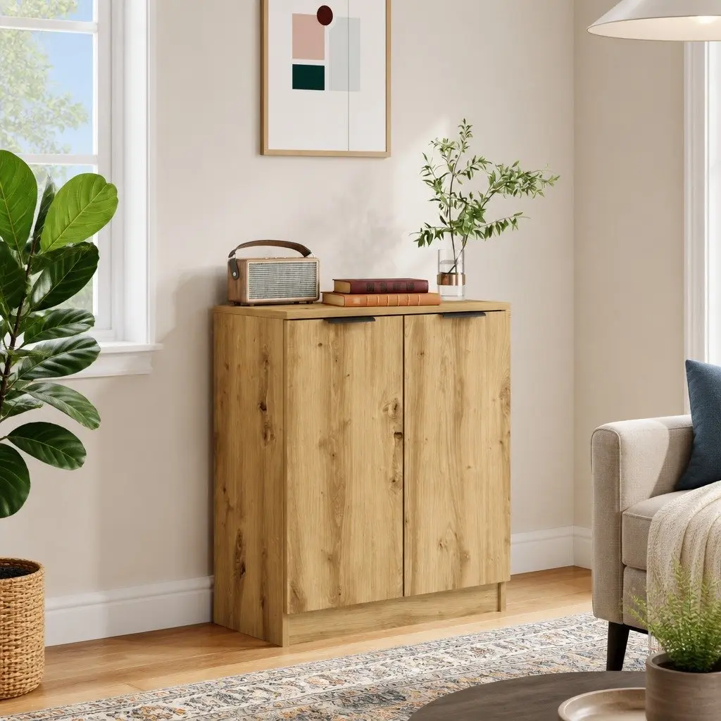 Brown Sideboard Buffet Cabinet Storage Engineered Wood 60x30x70cm Display Unit