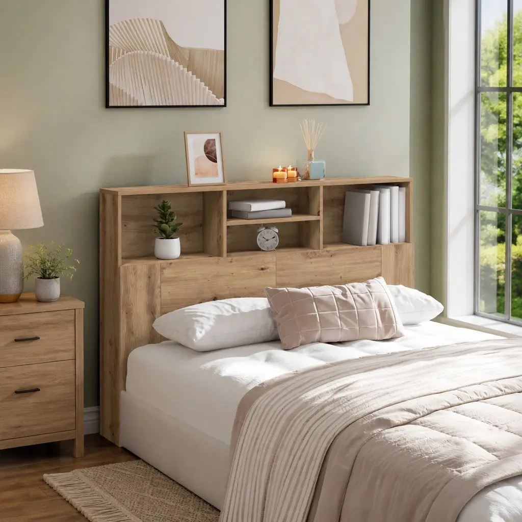 Wall-Mounted Headboard Cabinet for Bedrooms