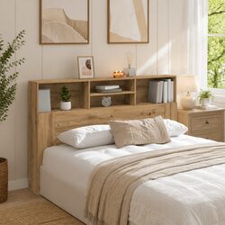 Versatile Headboard Cabinet for Modern Bedroom Use 160x19x103.5cm Brown Oak