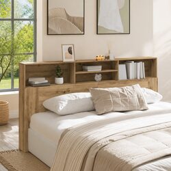 Functional Headboard Cabinet in Brown for Your Bedroom