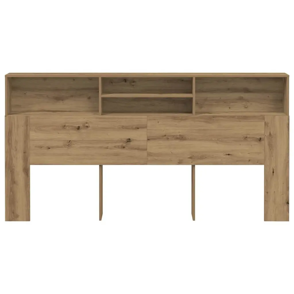 Headboard Cabinet Brown Engineered Wood Bedroom Storage Organiser 200x19x103.5cm
