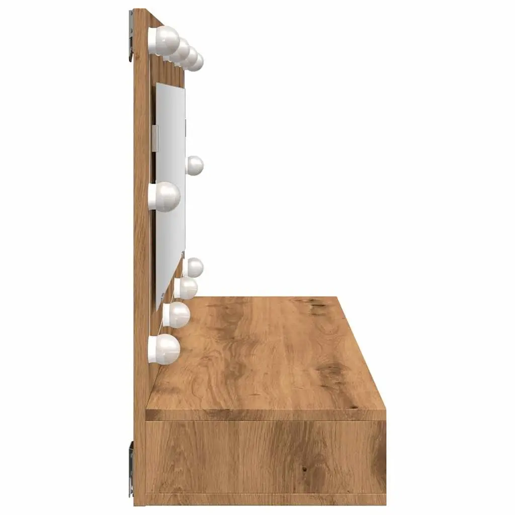 Bathroom Mirror Cabinet LED Engineered Wood Brown Wall Mounted 90 x 31.5 x 62 cm