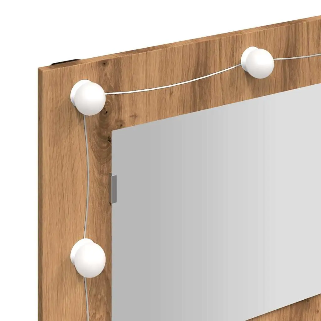 Bathroom Mirror Cabinet LED Engineered Wood Brown Wall Mounted 90 x 31.5 x 62 cm