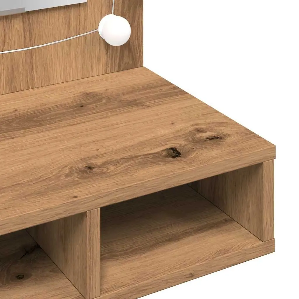 Bathroom Mirror Cabinet LED Engineered Wood Brown Wall Mounted 90 x 31.5 x 62 cm