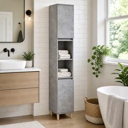 Bathroom Vanity Cabinet Grey Engineered Wood Storage Unit 30x30x190cm