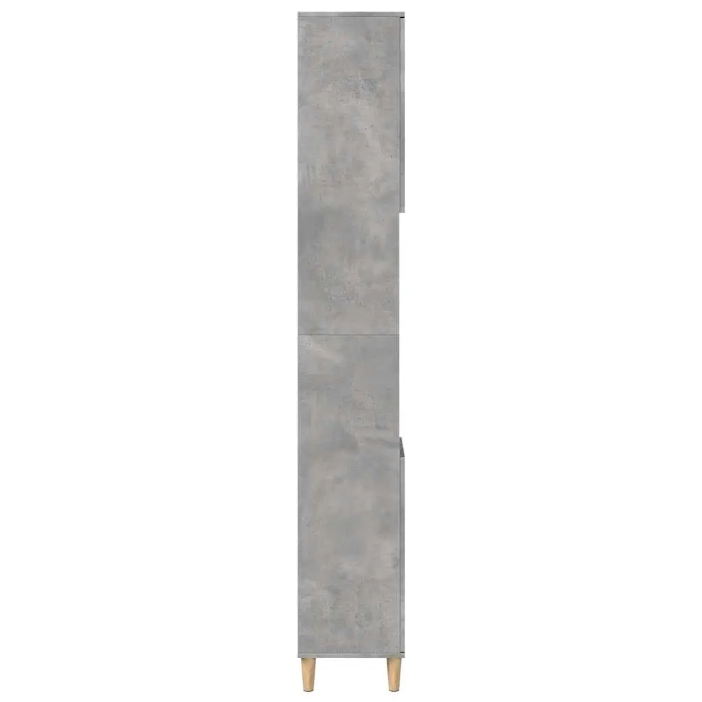 Bathroom Storage Cabinet Engineered Wood Grey 30x30x190cm 6 Compartment with Doors Eucalyptus Feet
