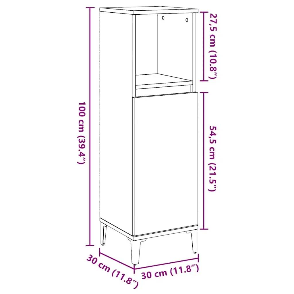 Bathroom Vanity Cabinet Engineered Wood 30x30x100 cm Grey