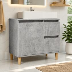 Bathroom Vanity Unit Sink Cabinet Grey Storage Drawers Compartment Engineered