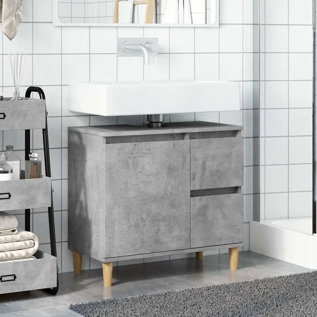 Grey Bathroom Cabinet with Adjustable Storage
