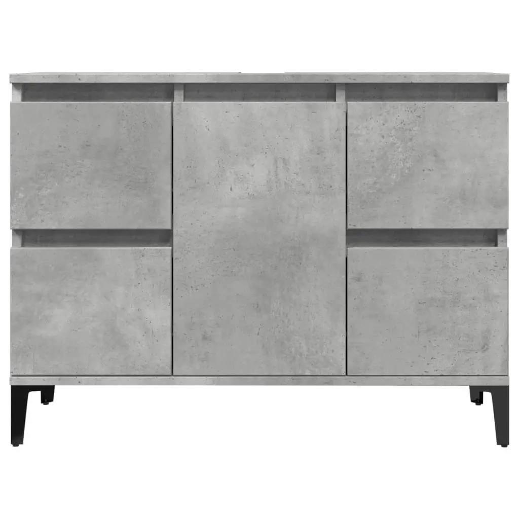 Grey Bathroom Vanity Unit Engineered Wood Storage 80x33x60cm 4 Drawers Metal Feet